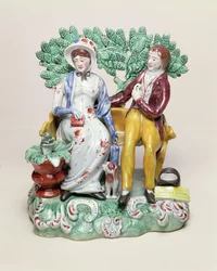 Perswaition figure of a courting couple, c.1815-28